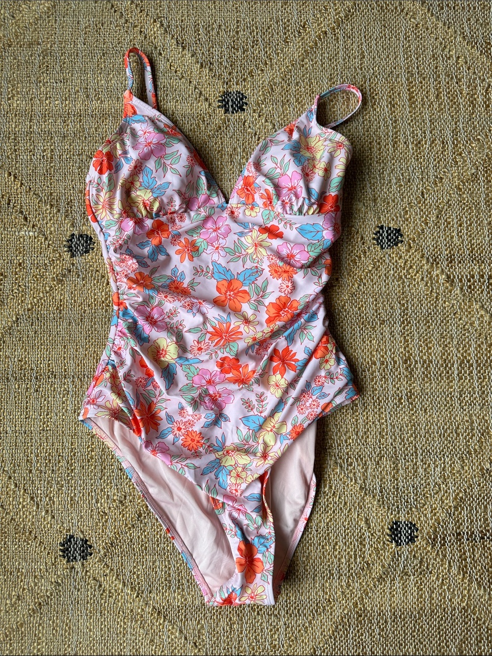 Cupshe Pink Floral One-Piece Swimsuit with Multicolor Blooms